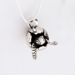 Solid Silver Baby Turtle Egg Pendant