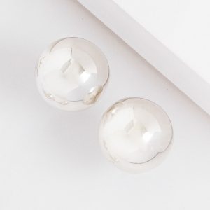 Large Silver Ball Stud Earrings