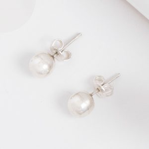 Medium Silver Ball Stud Earrings