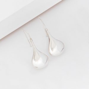 Silver Bulbous Pear Drop Earrings