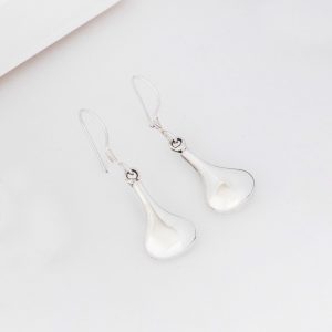Silver Swinging Bulbous Pear Drop Earrings