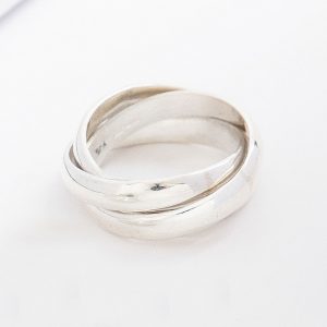 Sterling Silver Chunky 3 Band Russian Wedding Ring