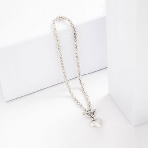 Sterling Silver Chunky Heart Charm Necklace