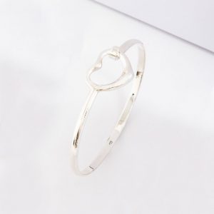 Sterling Silver Large Heart Opening Bangle